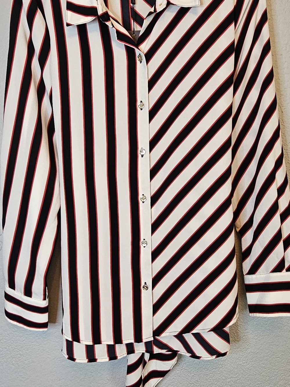 Tommy Hilfiger Mixed Stripe Tie-Back Blouse